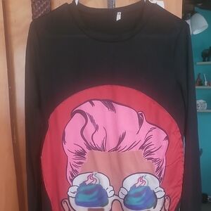 Graphic Long Sleeve Shirt - Black and Red